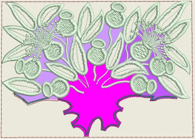 Reverse Applique 2 - Gum Blossoms and Nuts.