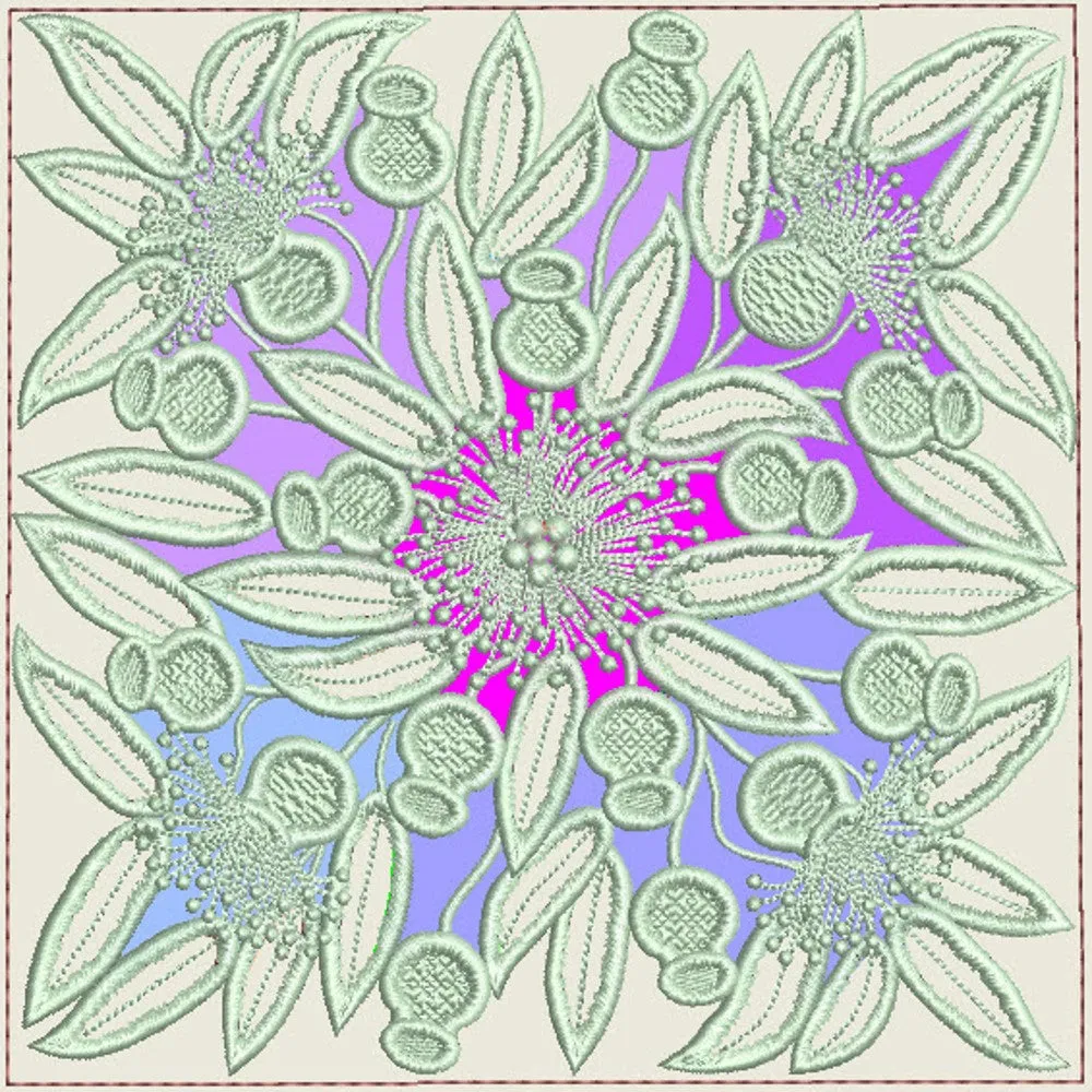 Reverse Applique 2 - Gum Blossoms and Nuts.