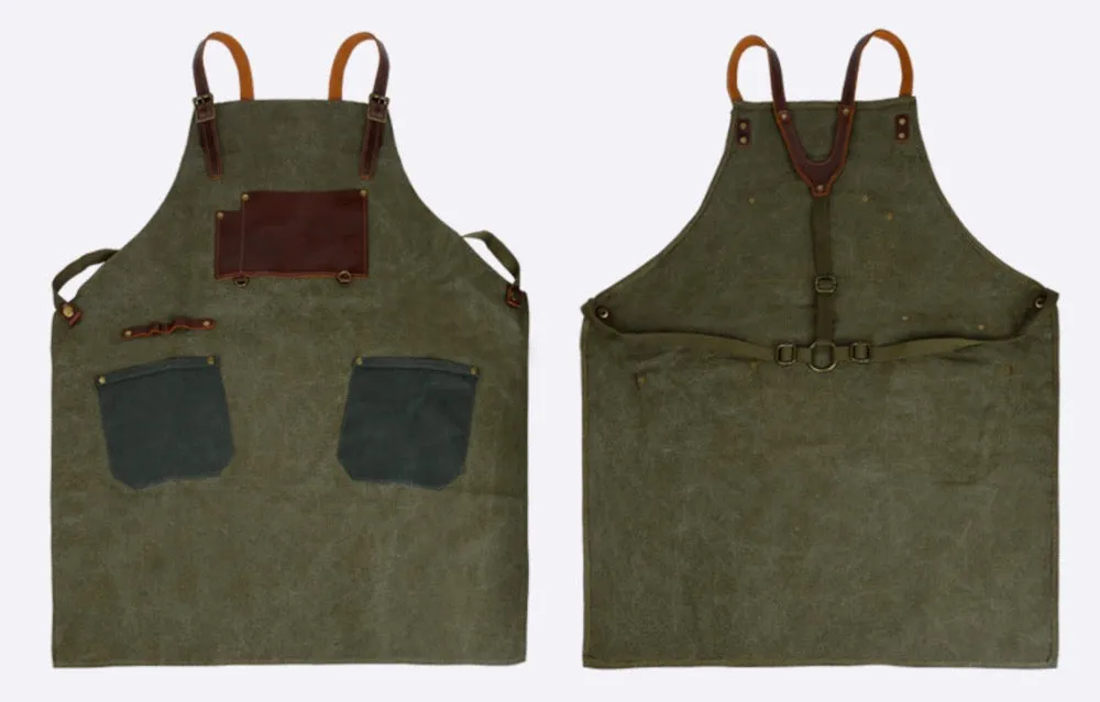 Robust Canvas Apron with Leather Trim