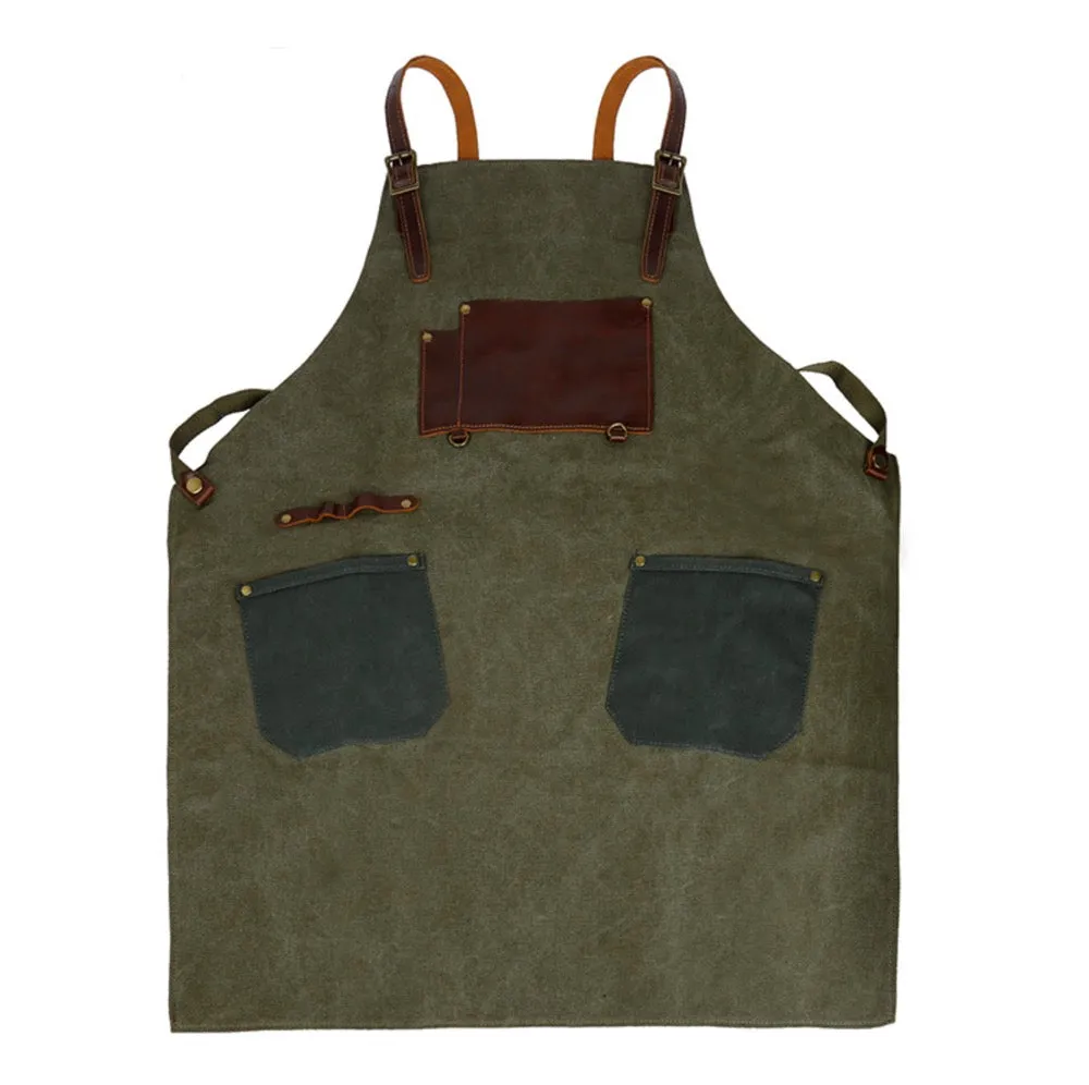 Robust Canvas Apron with Leather Trim