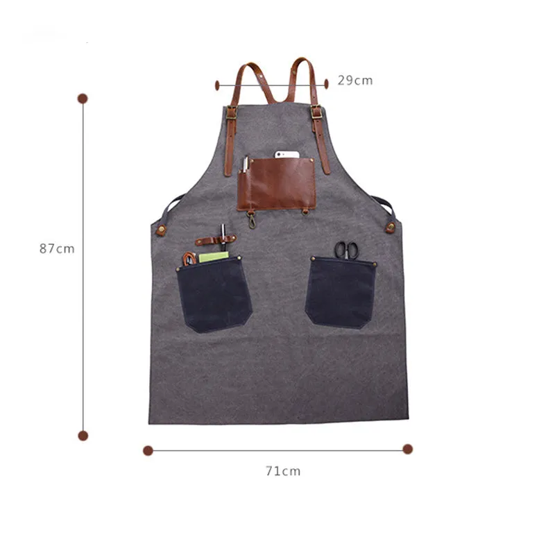 Robust Canvas Apron with Leather Trim