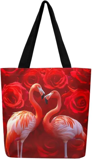 Rose Canvas Tote Bag,Garden Flowers Dragonfly Travel Toiletry Bag Rustic Aesthetic Animal Reusable Shoulder Bag
