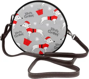 Round Crossbody Bags for Women, Faux Leather Circle Purse Zipper Small Shoulder Bag with Adjustable Straps