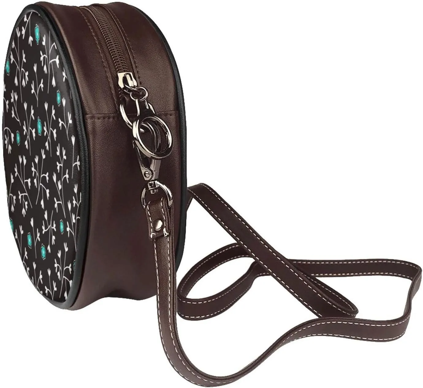 Round Faux Leather Crossbody Shoulder Sling Bag for Women