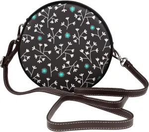 Round Faux Leather Crossbody Shoulder Sling Bag for Women