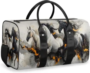 Running Horse Travel Duffle Bag for Women Men Gym Duffel Foldable Bag Waterproof Weekender Rustic Watercolor Duffle Tote