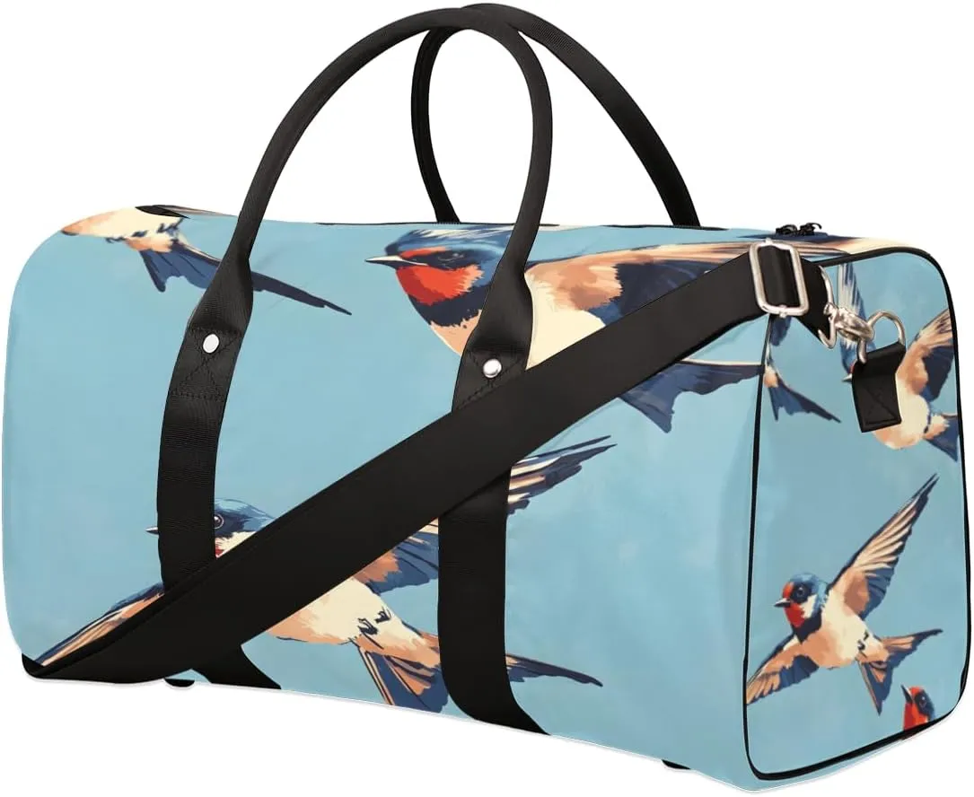 Rustic Birds Travel Duffle Bag for Women Men Gym Duffel Foldable Bag Waterproof Weekender Farmhouse Animal Duffle Tote