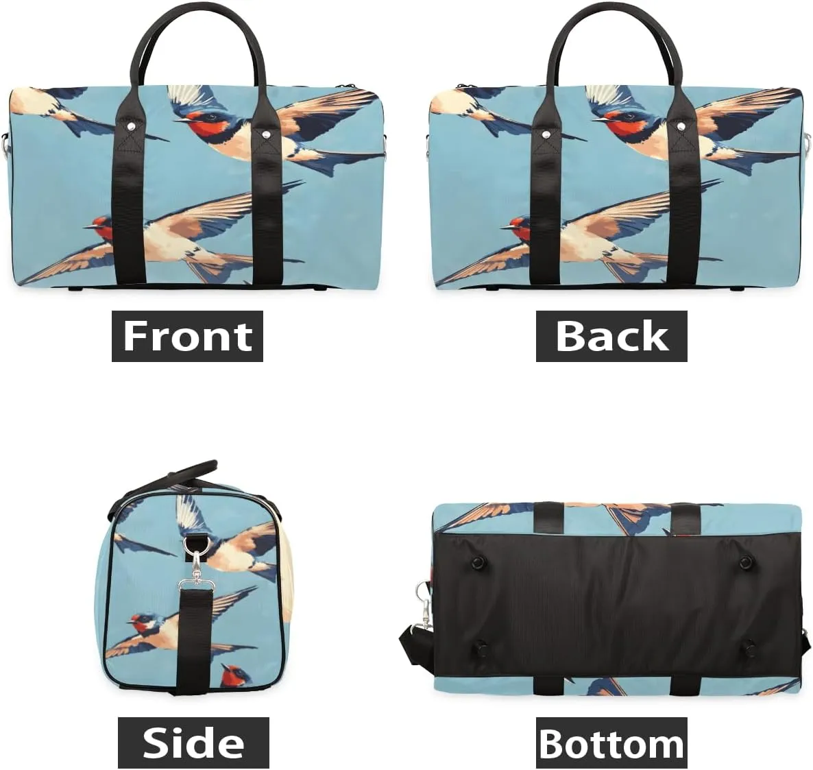 Rustic Birds Travel Duffle Bag for Women Men Gym Duffel Foldable Bag Waterproof Weekender Farmhouse Animal Duffle Tote