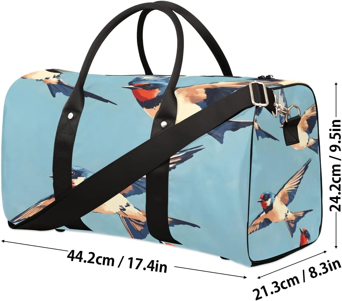 Rustic Birds Travel Duffle Bag for Women Men Gym Duffel Foldable Bag Waterproof Weekender Farmhouse Animal Duffle Tote