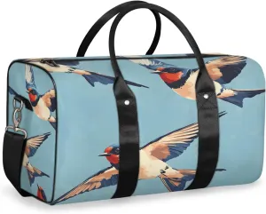 Rustic Birds Travel Duffle Bag for Women Men Gym Duffel Foldable Bag Waterproof Weekender Farmhouse Animal Duffle Tote