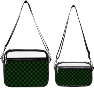 Rustic Green And Black Buffalo Plaid Transparent Cross Bag Two-piece Set