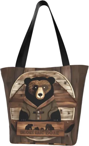 Rustic Lodge Bear Women's shoulder handbag, crossbody shoulder bag, weekend travel shopping shoulder bag