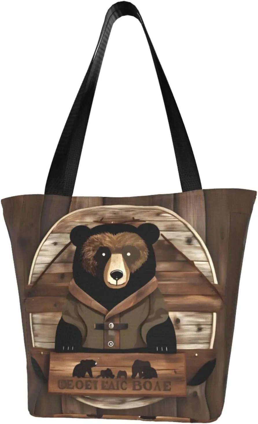 Rustic Lodge Bear Women's shoulder handbag, crossbody shoulder bag, weekend travel shopping shoulder bag