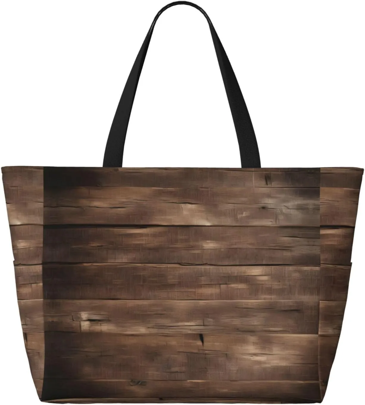 Rustic Old Barn Wood Large Capacity Foldable Tote Bag Women Beach Tote Bag Handbag Gym Bag Travel Shopping Bag