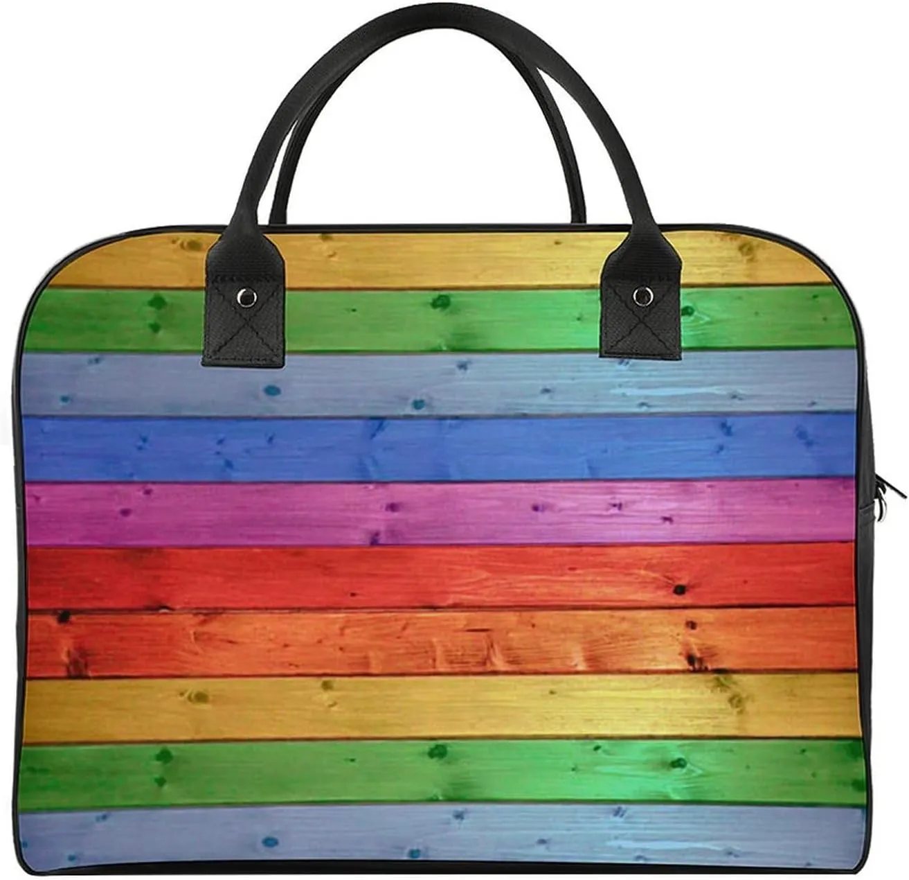Rustic Old Barn Wood Rainbow Duffle Bag for Travel Crossbody Sports Tote Gym Bag Shoulder Weekender Overnight Bag