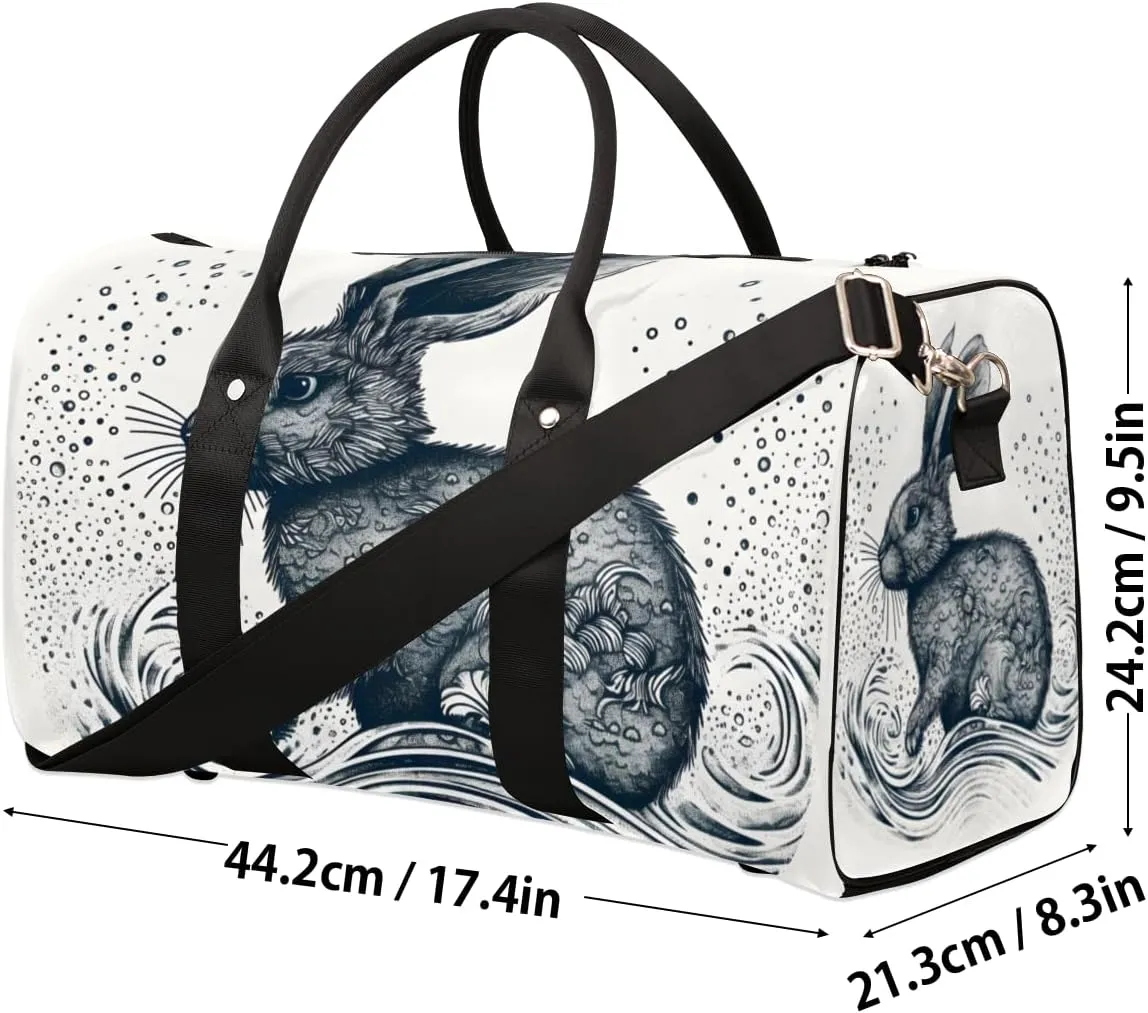 Rustic Rabbit Travel Duffle Bag for Women Men Gym Duffel Foldable Bag Waterproof Weekender Nature Farm Duffle Tote
