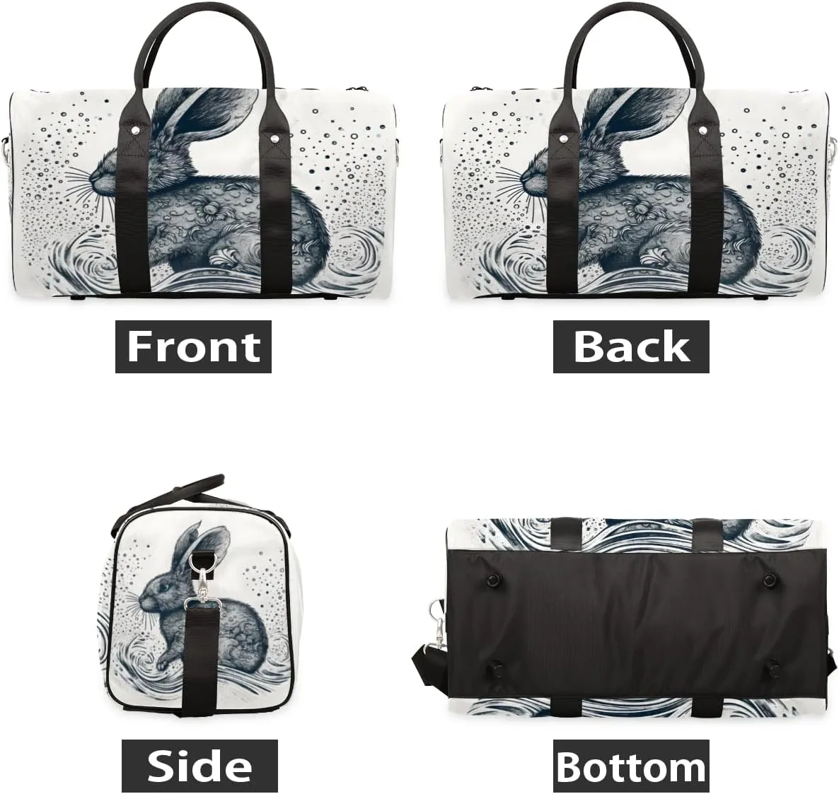 Rustic Rabbit Travel Duffle Bag for Women Men Gym Duffel Foldable Bag Waterproof Weekender Nature Farm Duffle Tote