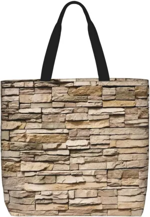 Rustic Rocks Brick Wall Print zipper shoulder bag for women.Beach,travel and daily use,lightweight,stylish