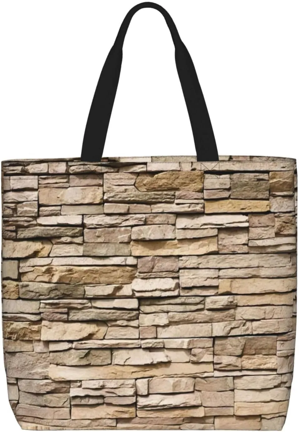 Rustic Rocks Brick Wall Print zipper shoulder bag for women.Beach,travel and daily use,lightweight,stylish