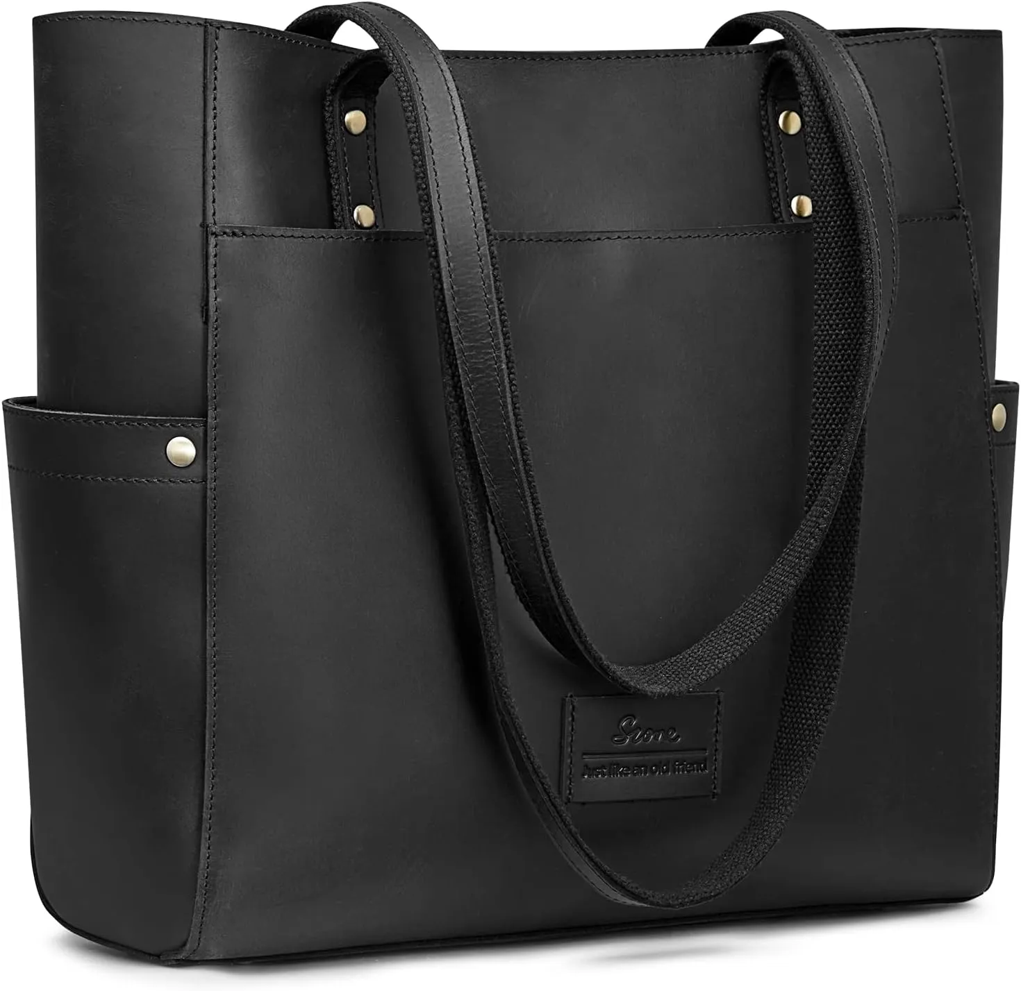 S-ZONE Genuine Leather Tote Bag Large Shoulder Purse Work Vintage Handbag for Women