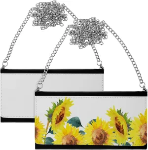 Saintrygo Sublimation Blank White Wallet with Chain Blank DIY Craft Bag Heat Transfer Pencil Pouch Faux Leather Makeup Bag