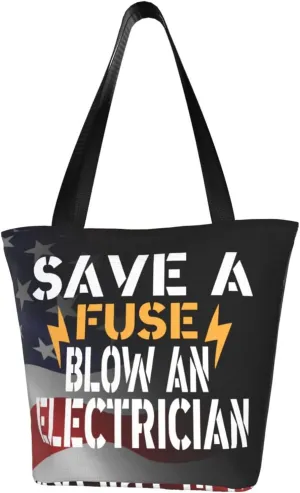 Save A Fuse Blow An Electrician Fashion Shoulder Bag Large Capacity For Man Or Woman