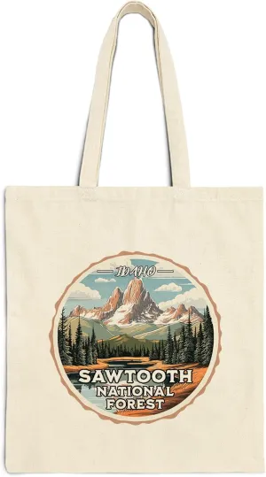 Sawtooth National Forest Idaho Cotton Tote Bag for Women Men Casual Tote Bag Cloth Canvas Shopping Bags with Handles Cute Bags Everyday Use 15" x 16" Aesthetic Gift ID44997