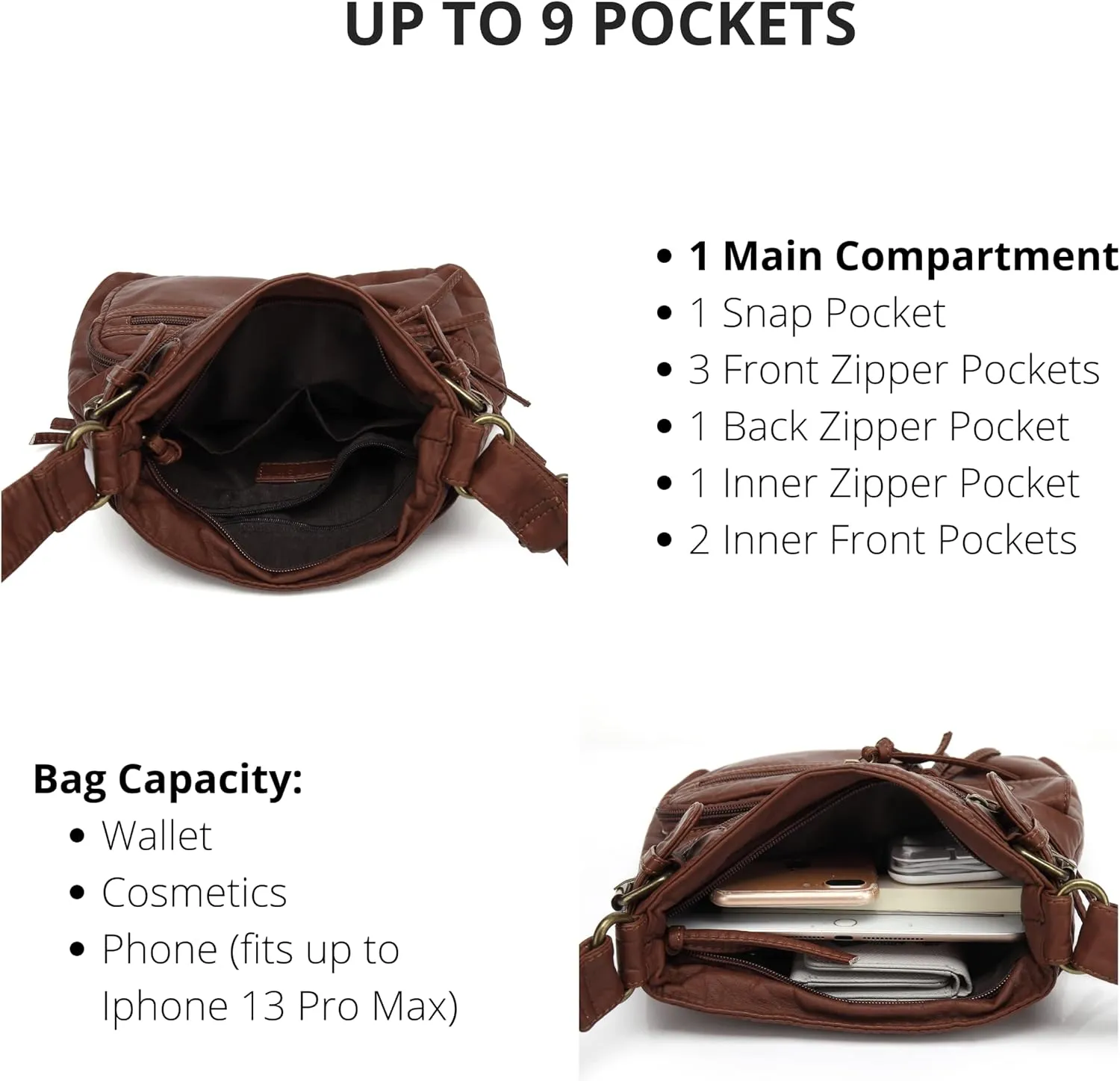 Scarleton Crossbody Bags for Women Purses and Handbags Multi Pocket Shoulder Bag Faux Leather Small, H1833