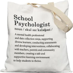 School Psychologist Tote Bag, Appreciation Gifts Thank You Gifts for School Psychologist Counselor Therapist, Psychologist Office Must Haves, Reusable Grocery Bags Shopping Bags