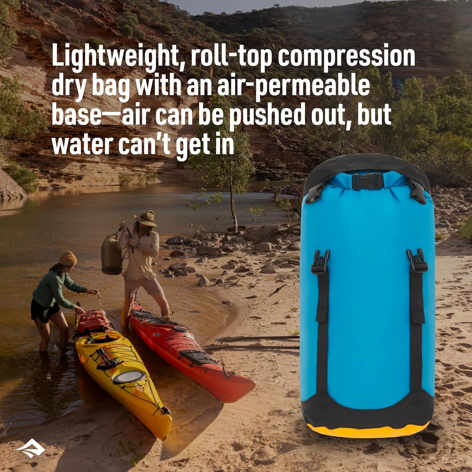 Sea to Summit eVac Compression Dry Bag, Waterproof Compression Sack, 35 Liter, Turkish Tile Blue