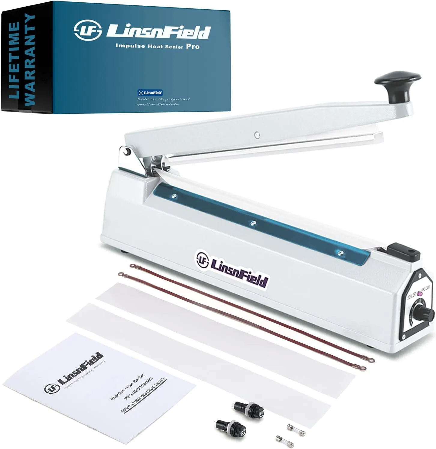 Sealer Pro - 20 inch - 5mm Sealing Width Impulse Heat Sealer Manual - Most Heavy Duty for Strong, Secure Sealing for Long Term Food Storage Heat Sealer Machine for All Bags (White)