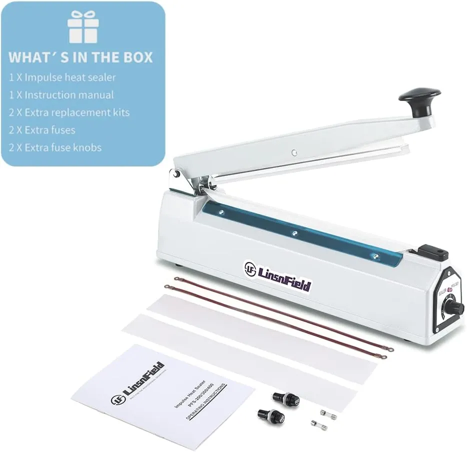 Sealer Pro - 20 inch - 5mm Sealing Width Impulse Heat Sealer Manual - Most Heavy Duty for Strong, Secure Sealing for Long Term Food Storage Heat Sealer Machine for All Bags (White)
