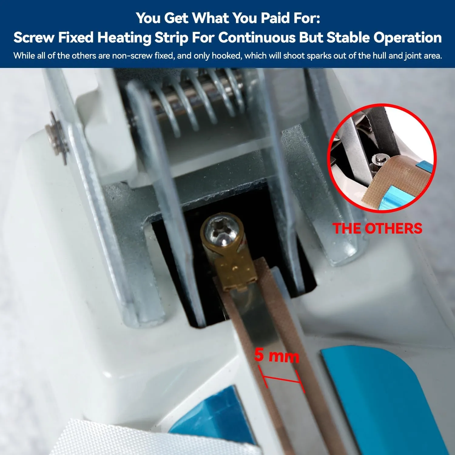 Sealer Pro - 20 inch - 5mm Sealing Width Impulse Heat Sealer Manual - Most Heavy Duty for Strong, Secure Sealing for Long Term Food Storage Heat Sealer Machine for All Bags (White)