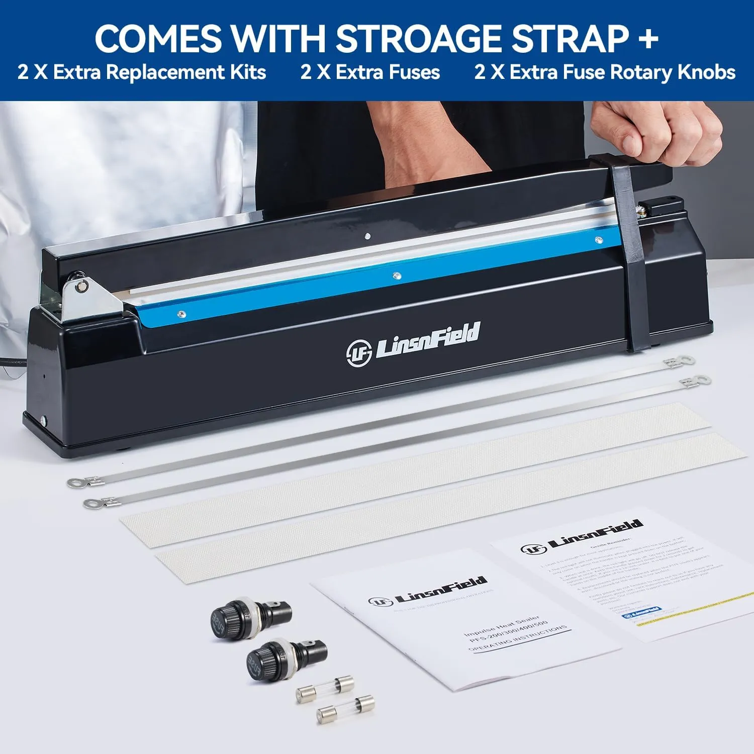 Sealer Pro - 20 inch - 5mm Sealing Width Impulse Heat Sealer Manual - Most Heavy Duty for Strong, Secure Sealing for Long Term Food Storage Heat Sealer Machine for All Bags (White)