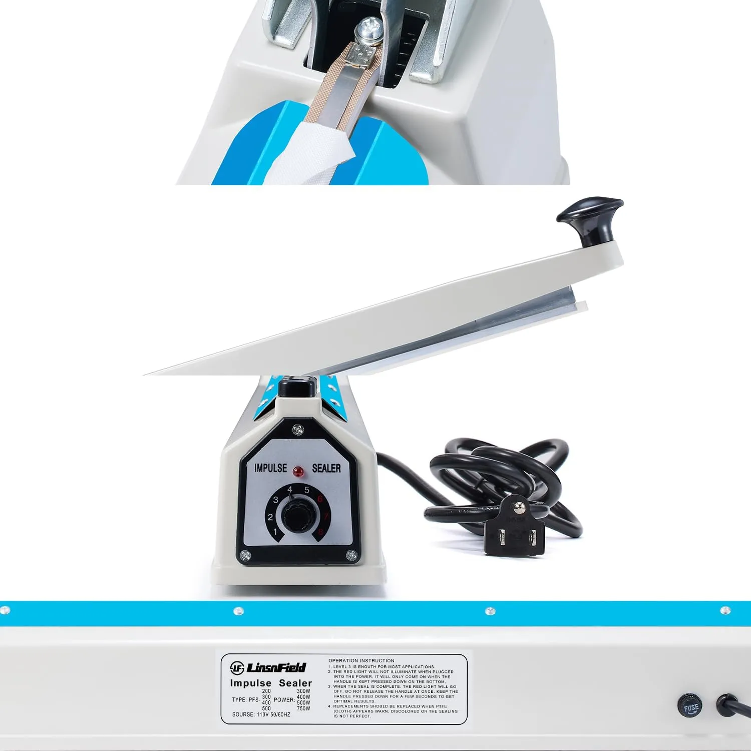 Sealer Pro - 20 inch - 5mm Sealing Width Impulse Heat Sealer Manual - Most Heavy Duty for Strong, Secure Sealing for Long Term Food Storage Heat Sealer Machine for All Bags (White)