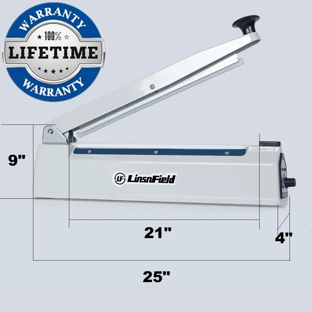 Sealer Pro - 20 inch - 5mm Sealing Width Impulse Heat Sealer Manual - Most Heavy Duty for Strong, Secure Sealing for Long Term Food Storage Heat Sealer Machine for All Bags (White)