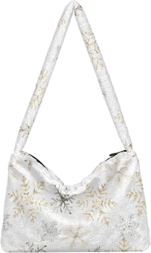 senya Plush Underarm Bag Christmas Snowflakes Fall Winter Tote Bag