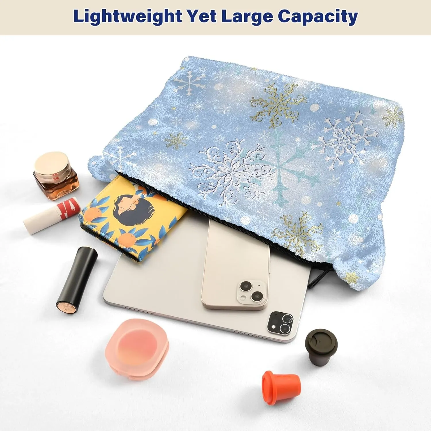 senya Plush Underarm Bag Christmas Snowflakes Fall Winter Tote Bag