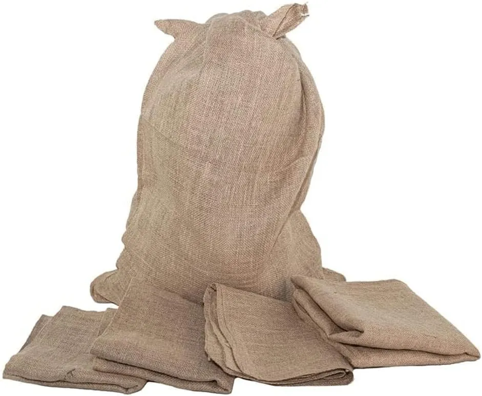 SGT KNOTS Burlap Bag - Large Potato Sack Race Bags - Reusable Burlap Sack, Food-Safe Sacks, Field Day Games, Vegetables & Gardening 4Packs