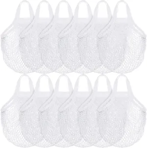 Shappy 12 Pack Reusable Mesh Grocery Bags Large Crochet Market Bag Cotton Kitchen Tote for Fruit Vegetable Storage