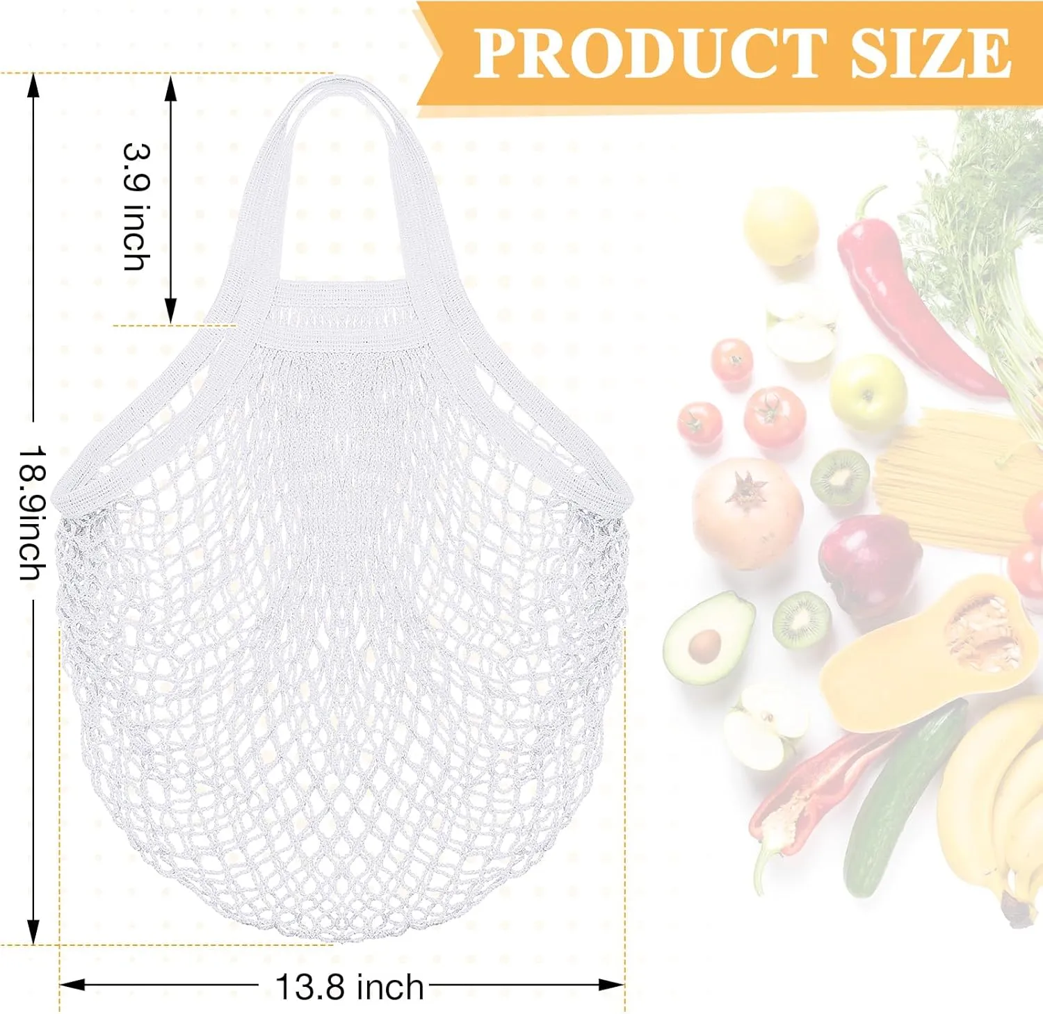 Shappy 12 Pack Reusable Mesh Grocery Bags Large Crochet Market Bag Cotton Kitchen Tote for Fruit Vegetable Storage