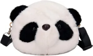 Shoulder Bag Cartoon Faux Fur Teddy Bear Head Handbag for Women Cute Bag Lovely Crossbody Plush Purse