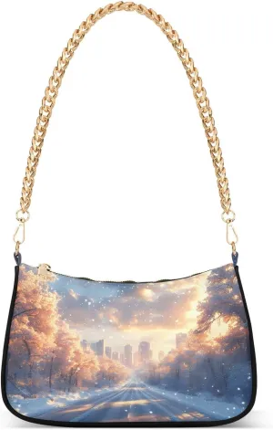 Shoulder Bags for Women Sky White Clouds Sunshine Hobo Tote Handbag Small Clutch Purse with Zipper Closure