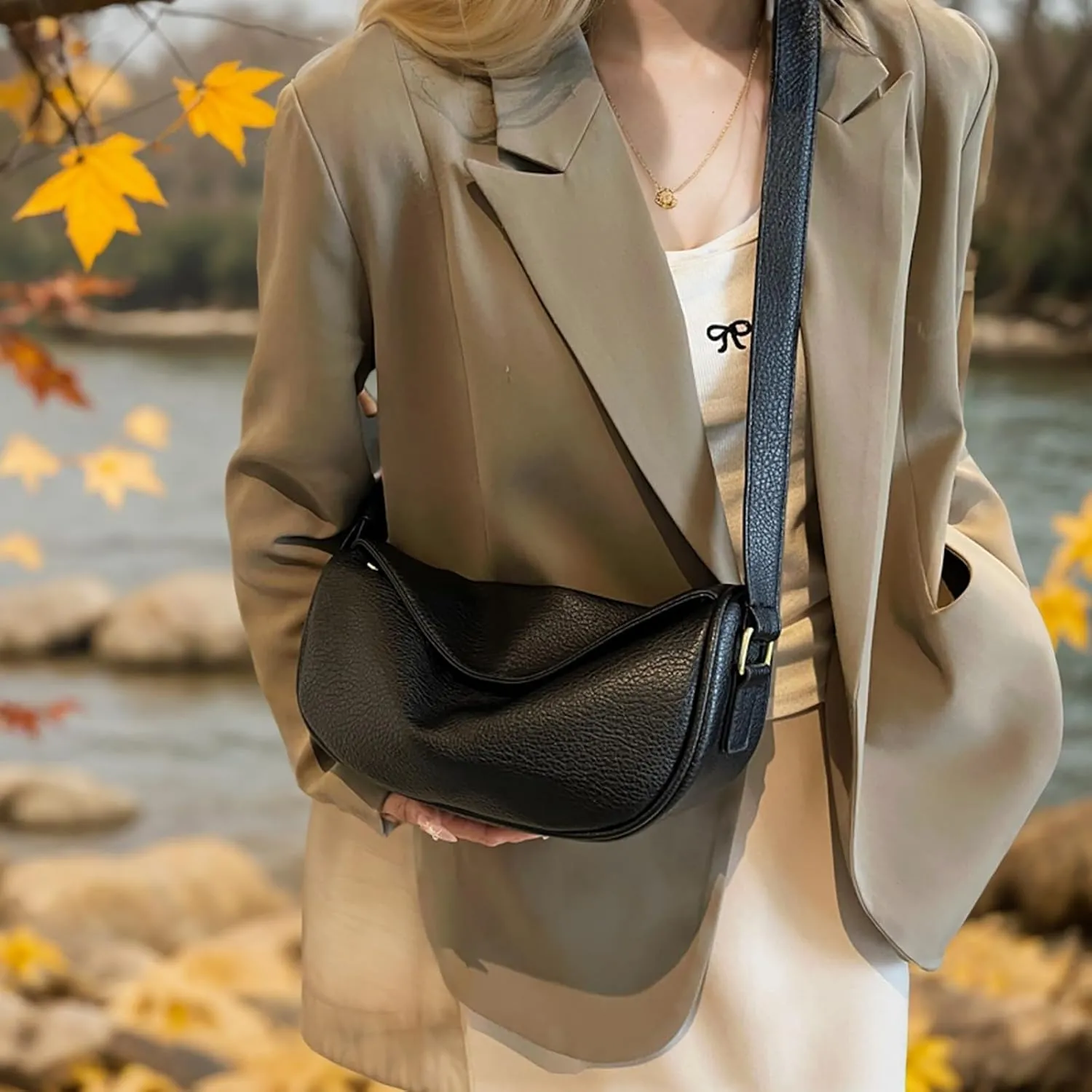 Shoulder Bags for Women Vegan Leather Purse Trendy Crossbody Bag Dumpling Purses Tote Handbags with Zip