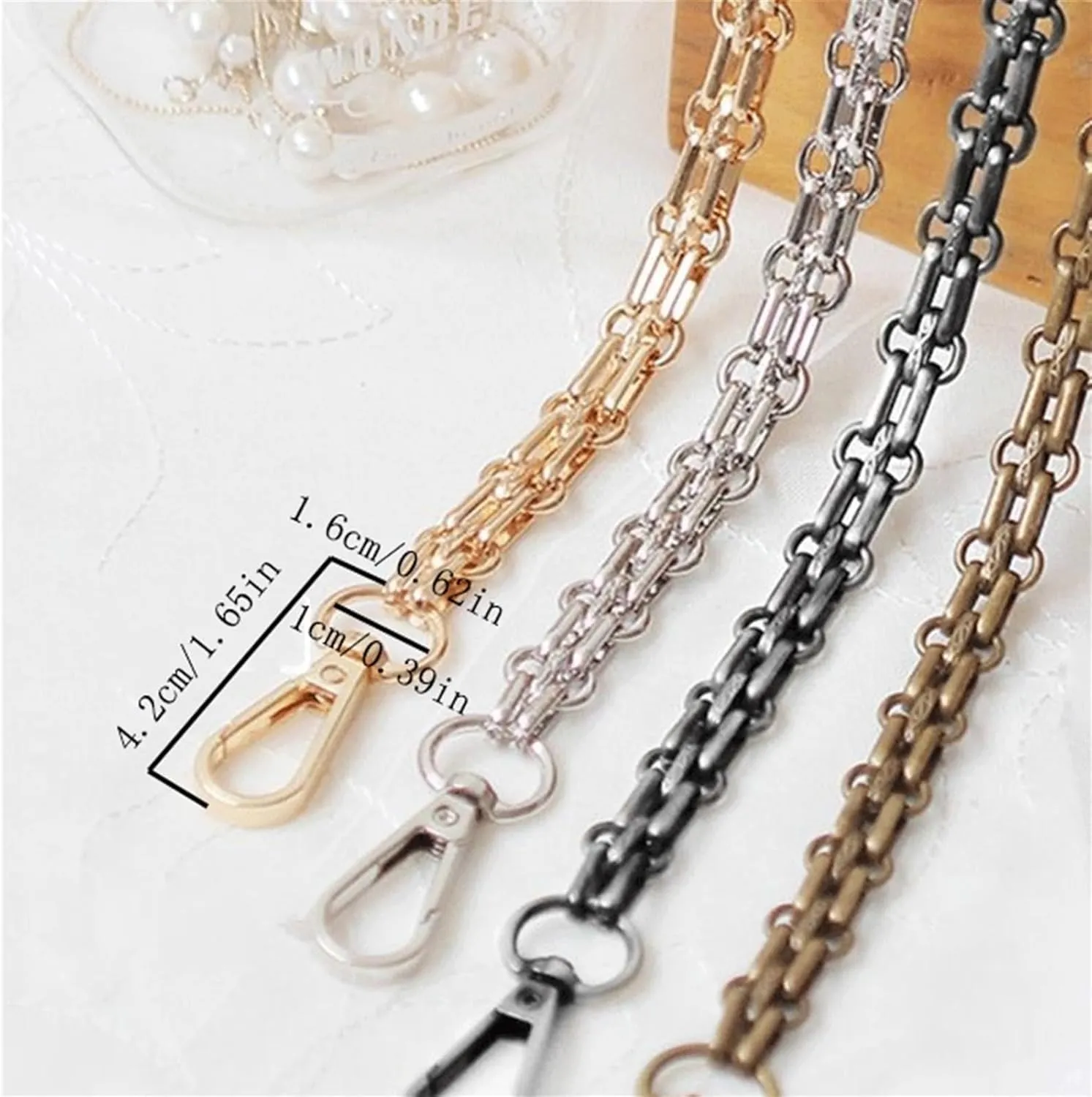 Shoulder Strap 40/60/80/90/100/110/120/130/140cm Shoulder Crossbody Bag with Replacement Chain Gun Black 12mm Three-row Buckle Metal Chain Bag Chain Bag Strap Crossbody Handbag Replacement Strap(90cm)