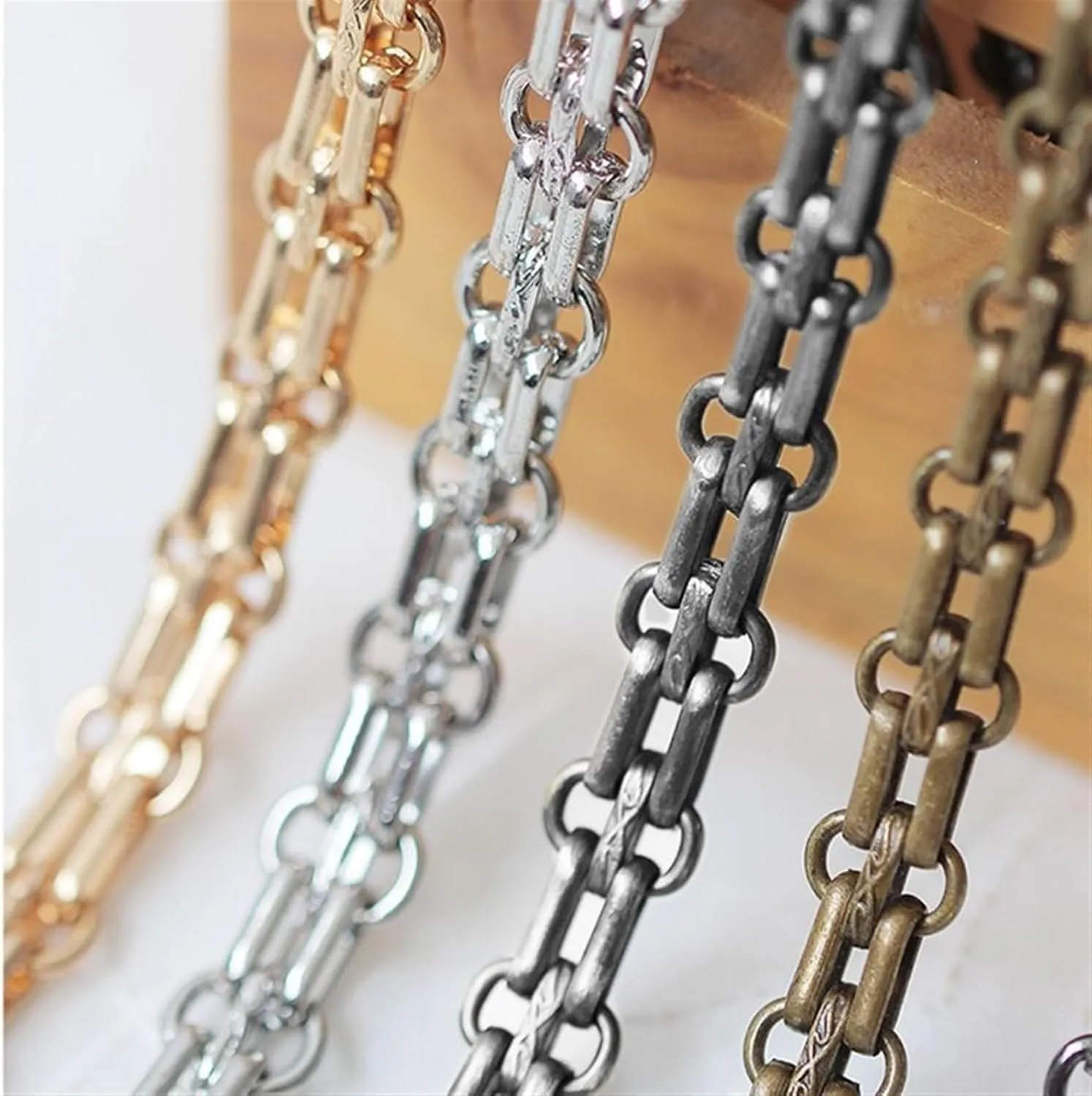 Shoulder Strap 40/60/80/90/100/110/120/130/140cm Shoulder Crossbody Bag with Replacement Chain Gun Black 12mm Three-row Buckle Metal Chain Bag Chain Bag Strap Crossbody Handbag Replacement Strap(90cm)