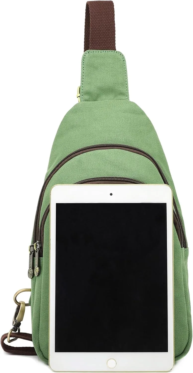 SILKAREA Canvas Sling Bag for Wome Crossbody Purse Small Sling Backpack Purse Travel Hiking Chest Bag Daypack