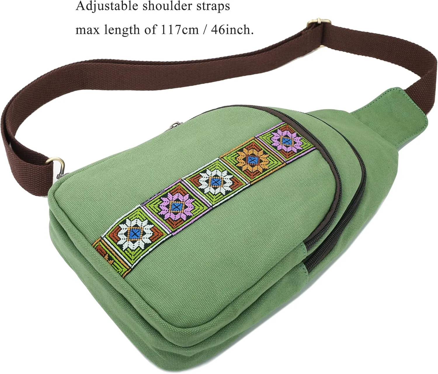 SILKAREA Canvas Sling Bag for Wome Crossbody Purse Small Sling Backpack Purse Travel Hiking Chest Bag Daypack