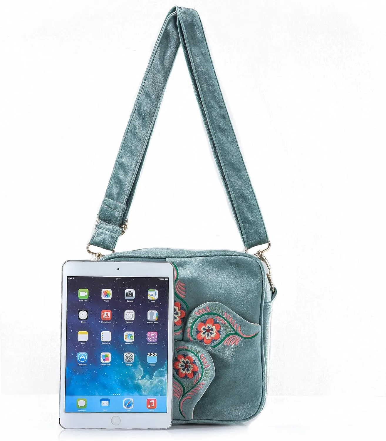 SILKAREA Crossbody Purse for Women Small Crossbody Bags Trendy Embroidered Velvet Shoulder Handbags with Adjustable Strap