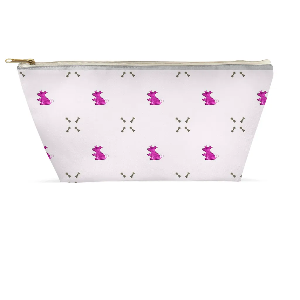 Simple Dog and Bone Pattern Accessory Pouch (Pink)